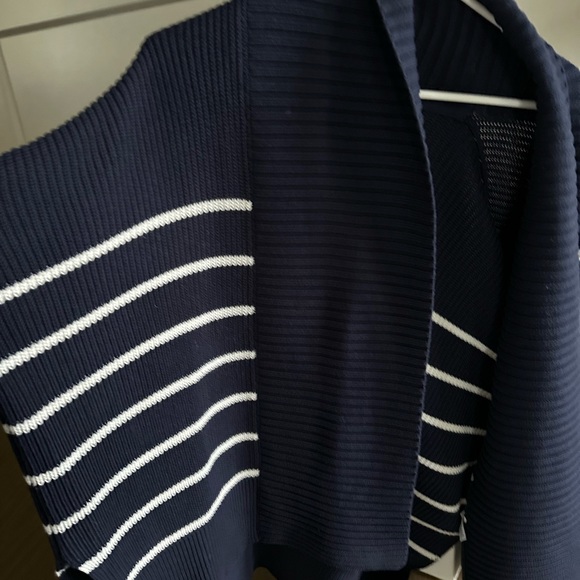 Athleta Sweater Womens XXS Navy Stripe Peaceful Wrap Chunky Oversized Cardigan - Picture 9 of 12